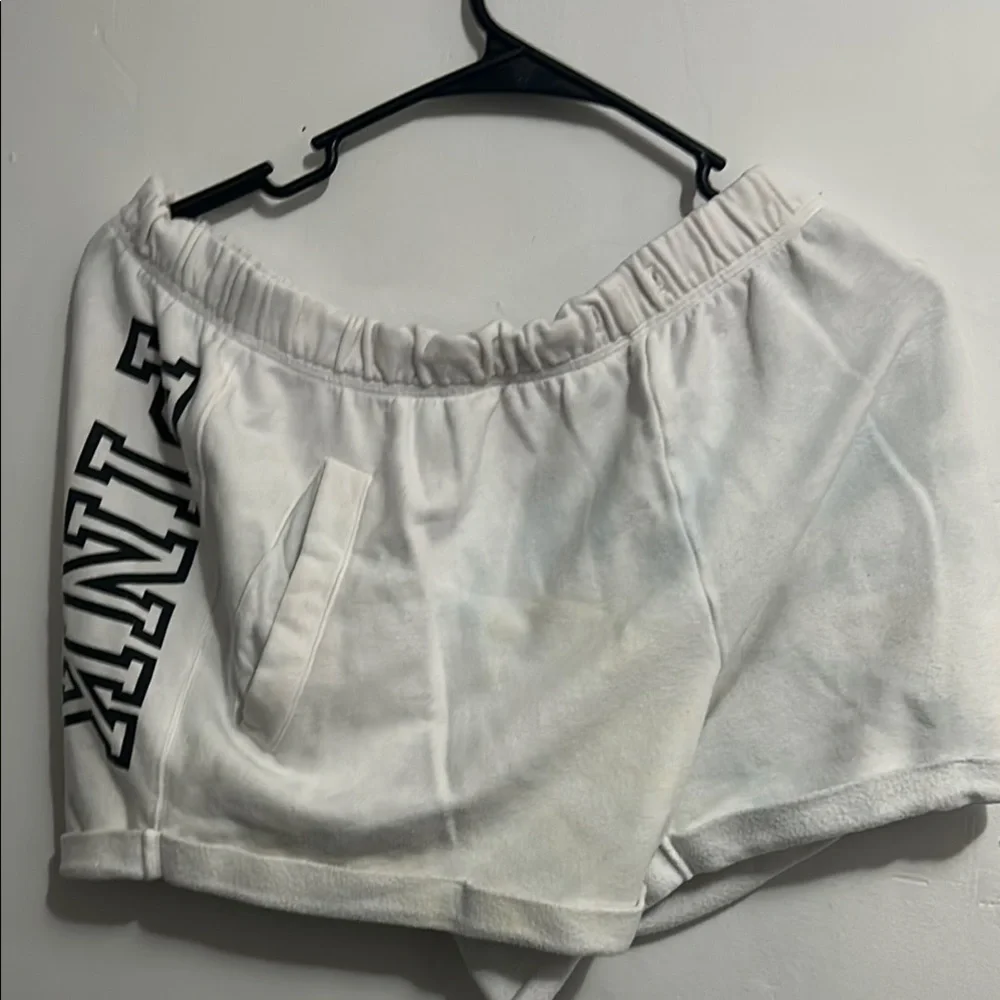 PINK Victoria's Secret White Athletic Shorts with Logo - Picture 1 of 2